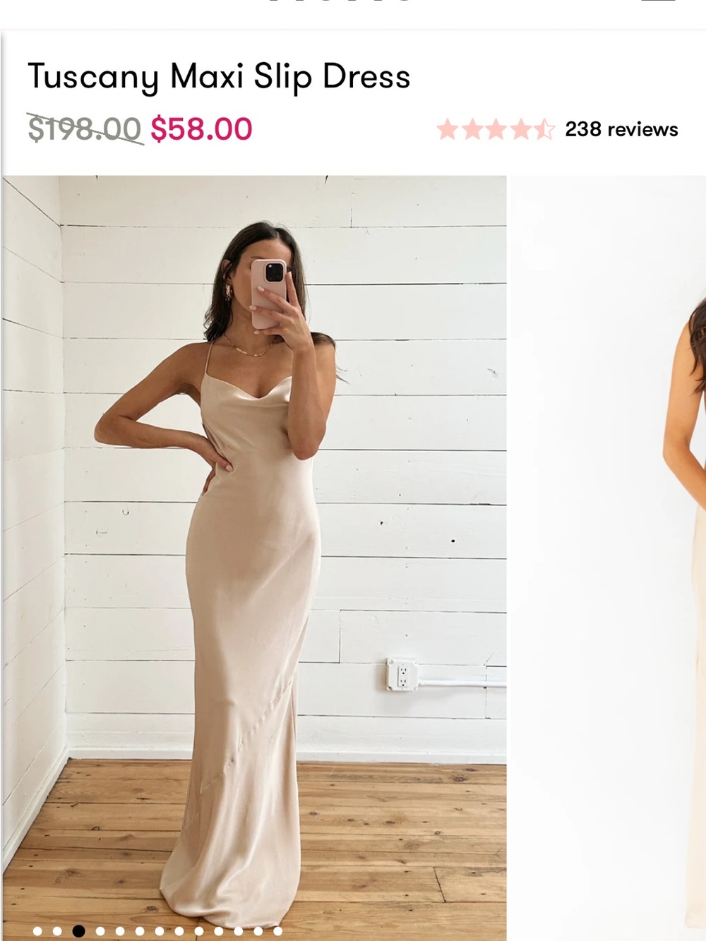 Show Me Your MuMu Nude Bias Slip Maxi Dress with Cowl Neck